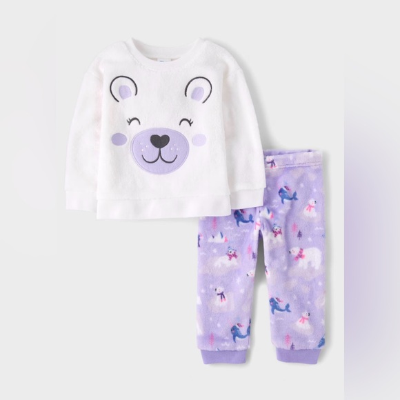🎄The Children’s Place | Fleece Pajamas | 4T | Purple Bear | Holiday Drop🎄 - Picture 2 of 4